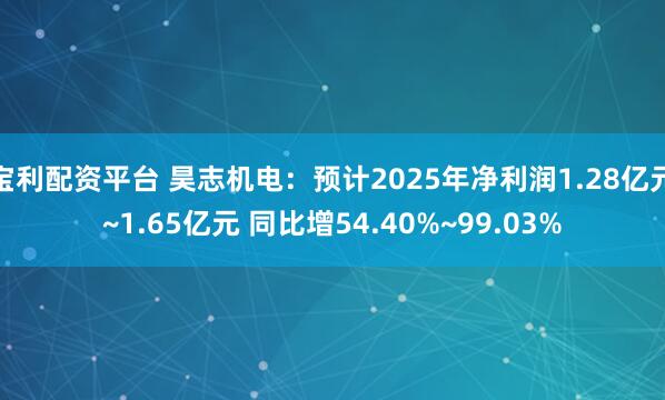 宝利配资平台 昊志机电：预计2025年净利润1.28亿元~1.65亿元 同比增54.40%~99.03%
